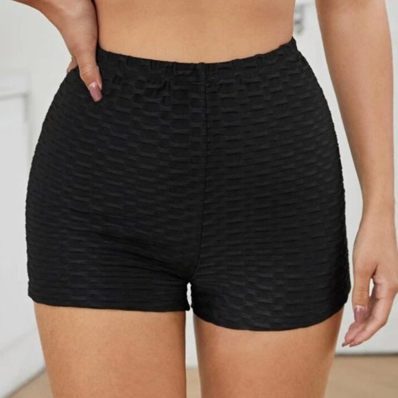 Black honeycomb biker shorts - Picture 1 of 3